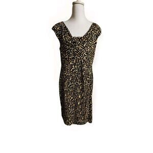 Medium Womens Mid Length Dress Black, Yellow, White